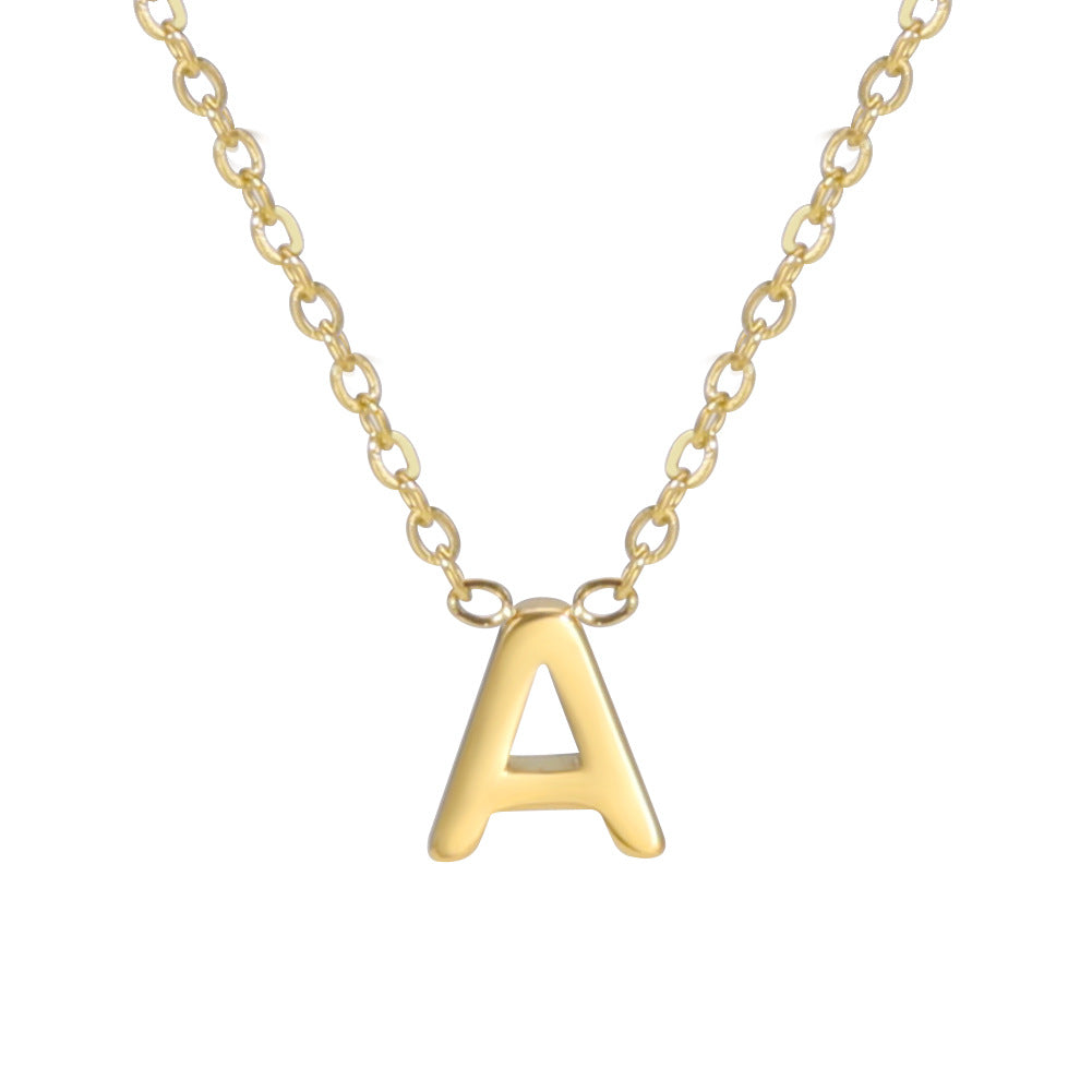 Wholesale 26 Letters Gold 18k Real Gold Electroplated 304 Stainless Steel Necklace